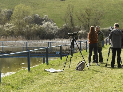 Televízió felvétel a Harmaci-tónál Fotó: Bartha Csaba