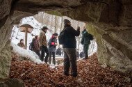 Winter tree trunk cave tour to the Miocene prehistoric world beyond borders